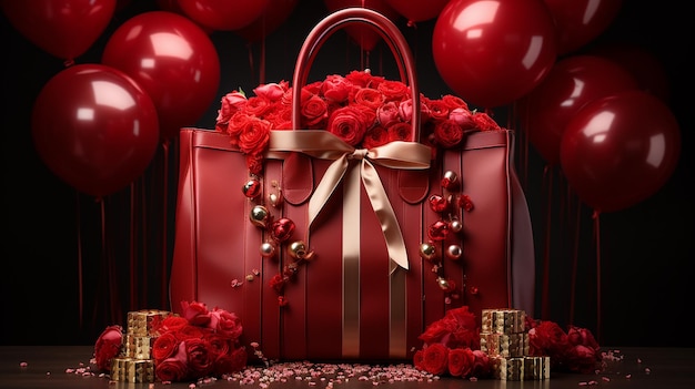 Zdjęcie wielka czerwona torba prezentów