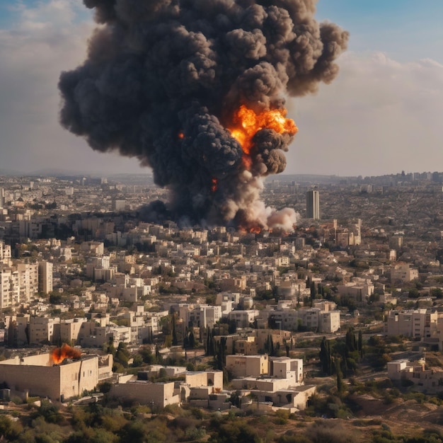 Wielka eksplozja rakiet na mieście Izrael