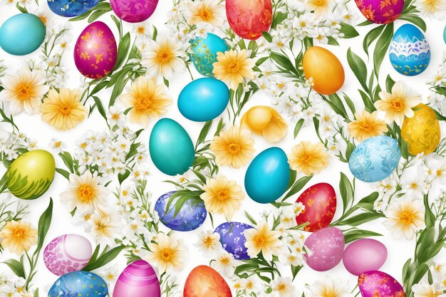 Wielkanoc akwarel wiosny tło Kompozycja widoku górnego Karta wielkanocna Arkusz papierowy