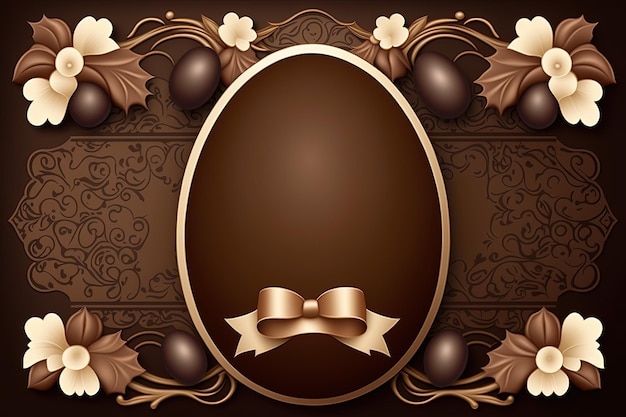 Zdjęcie wielkanocna karta czekoladowa z jajkami wielkanocnymi ilustracja cyfrowa ai