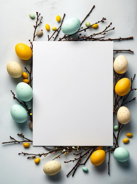 Wielkanocna kartka z jajkami minimalistyczny szablon karty wielkanocnej szczęśliwa karta wielkanocna copyspace