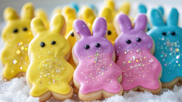 Wielkanocne ciasteczka w stylu Easter Peeps kolorowe i urocze
