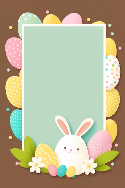 Wielkanocny kartka z pozdrowieniami z kolorowymi jajkami i kwiatami. Ilustracja wektorowa.