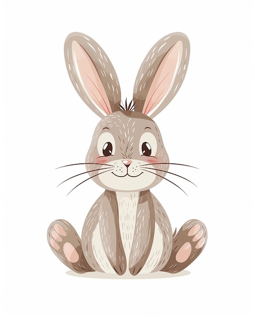 Wielkanocny minimalistyczny uroczy królik dla dzieci na jasnym białym tle