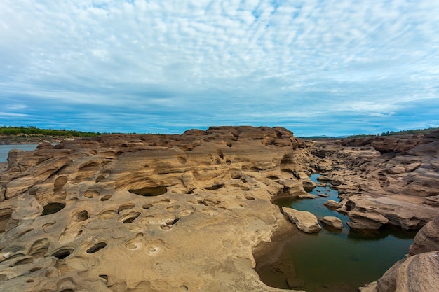 Wielki Kanion w Tajlandii Naturalny kanion skalny w rzece Mekhong Hat Chom Dao lub Chomdao Beach and