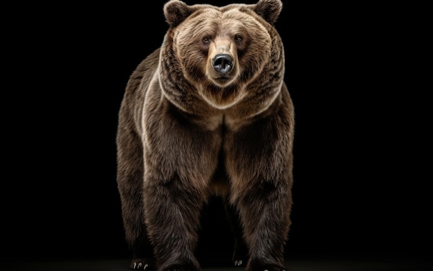 Wielki niedźwiedź brązowy stoi naprzeciwko