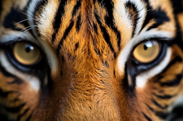 Wielkie oczy Oczy czerwonego tygrysa z bliska