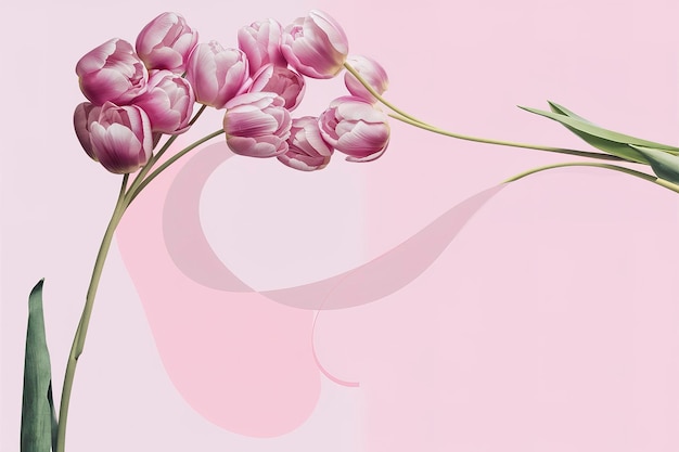 Wielkie różowe tulipany z łodygami Ramka 8 marca Międzynarodowy Dzień Kobiet Matki urodziny wiosna