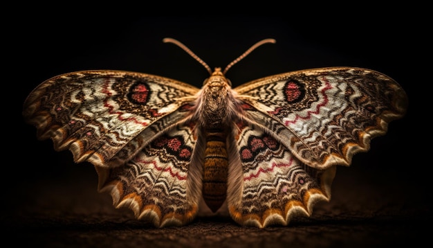 Wielobarwny ozdobny wzór skrzydeł motyla delikatne piękno generowane przez sztuczną inteligencję