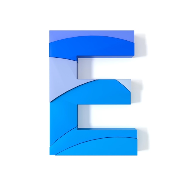 Wielobarwny wyciskany alfabet E z izolowanym na białym tle 3d Rendering