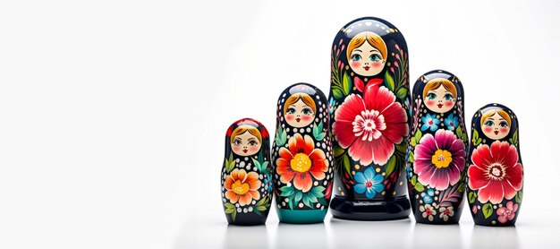 wielokolorowa lalka matryoshka na białym tle Generatywna sztuczna inteligencja