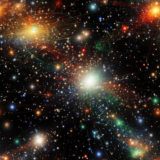 Zdjęcie wielokolorowe gromady gwiazd w żywej i dynamicznej przestrzeni