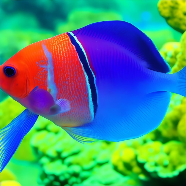 Wielokolorowe ryby tropikalne w koralowcach