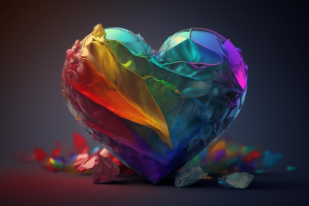 Wielokolorowy abstrakcyjny obraz serca z efektem akwareli i kolorami tęczy promującymi kreatywność