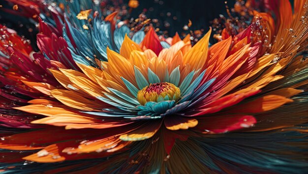 Zdjęcie wielokolorowy kwiat abstrakt generowany komputerowo