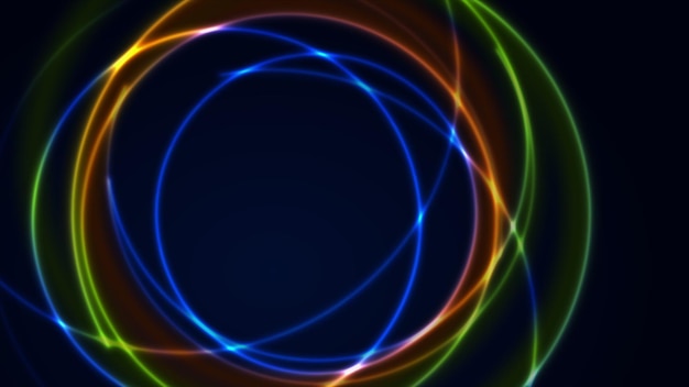 Wielokolorowy neon świecący błyszczące kręgi abstrakcyjne tło