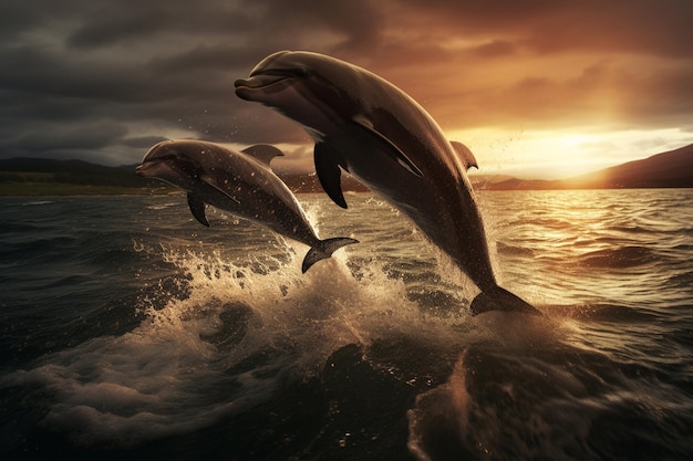 Wieloryb grzbietowy skaczący nad morzem