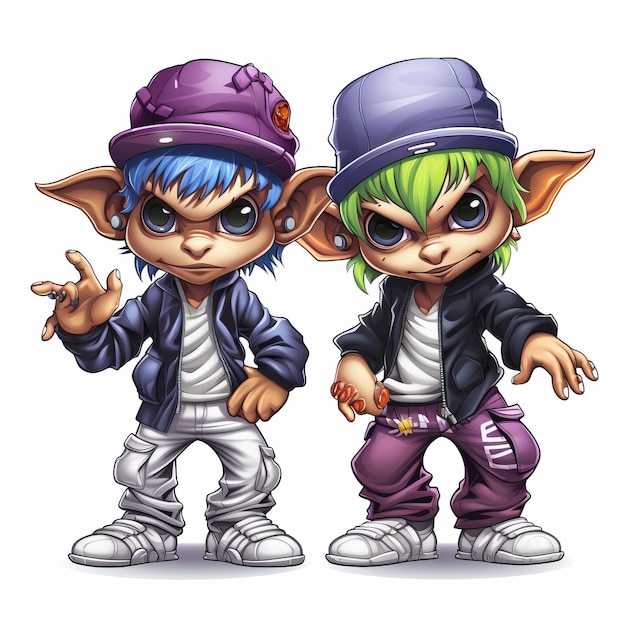 Wielowymiarowe Cienie Kreskówkowe Hip Hop Elfy W Goblin Academia