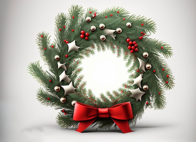 Zdjęcie wieniec bożonarodzeniowy 3d wykonany z gałązek choinki