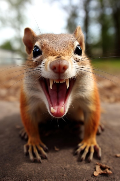 Wiewiórka szczerząc zęby