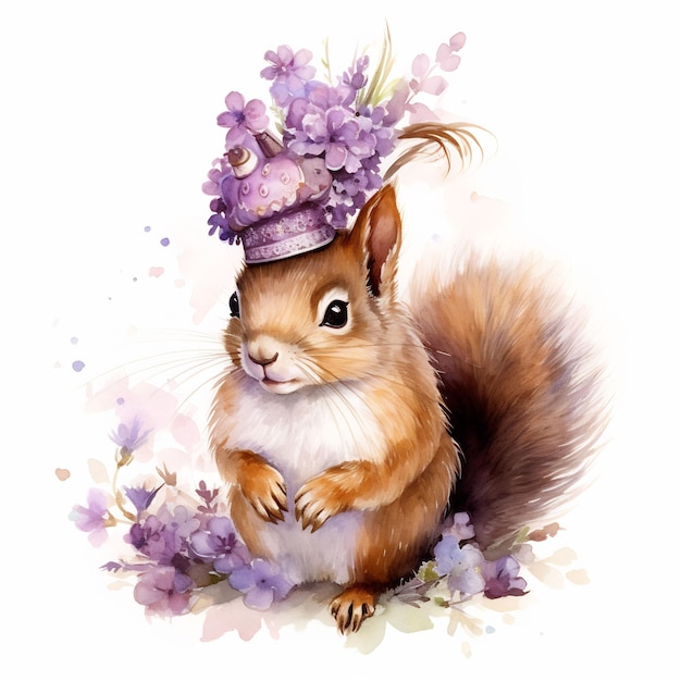 wiewiórka w kapeluszu z napisem wiewiórka