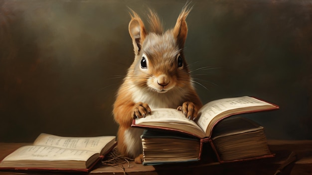 Wiewiórka z książką do czytania