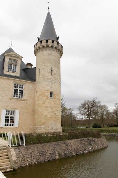 Wieża Bardzo Pięknego Zamku Chateau D'agassac We Francji