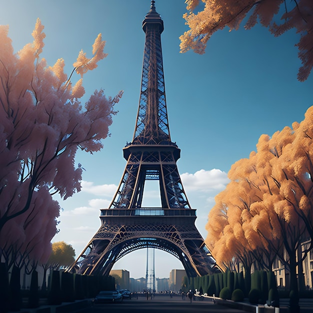 Wieża Eiffla w Paryżu Francja 3d render