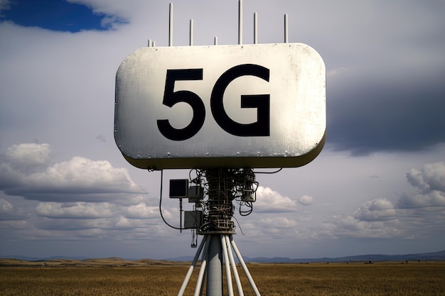 Wieża komórkowa z nadajnikami 5g generowanymi przez sztuczną inteligencję