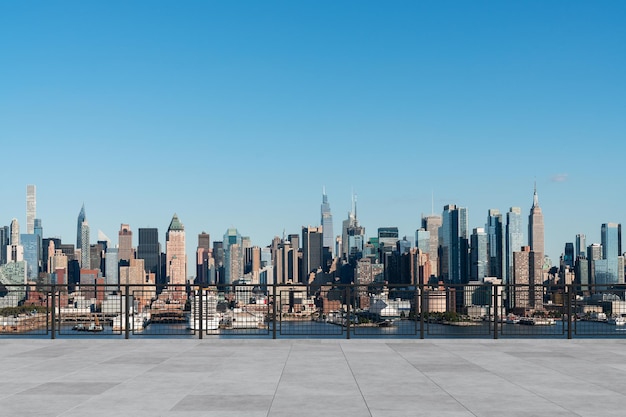 Wieżowce Pejzaż Śródmieście Nowy Jork Skyline Budynki Piękne Nieruchomości Dzień Czas Pusty dach Zobacz Koncepcja sukcesu