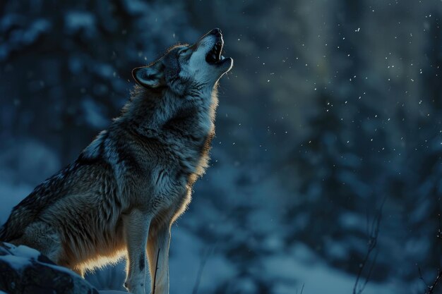 Zdjęcie wilk wilk wyjący do księżyca wilk