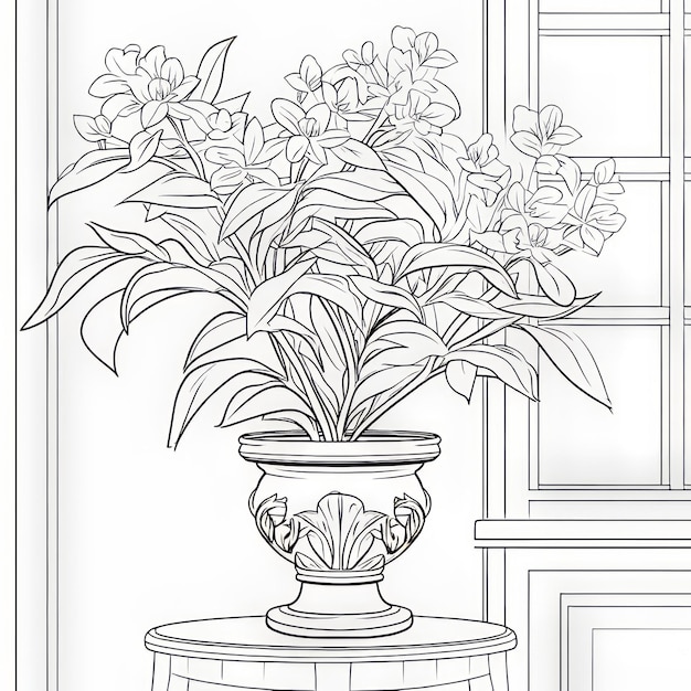 Winiety architektoniczne Szczegółowa strona do kolorowania wazonów z kwiatami
