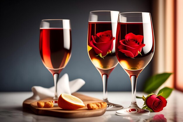 Wino czerwone i białe w kieliszkach