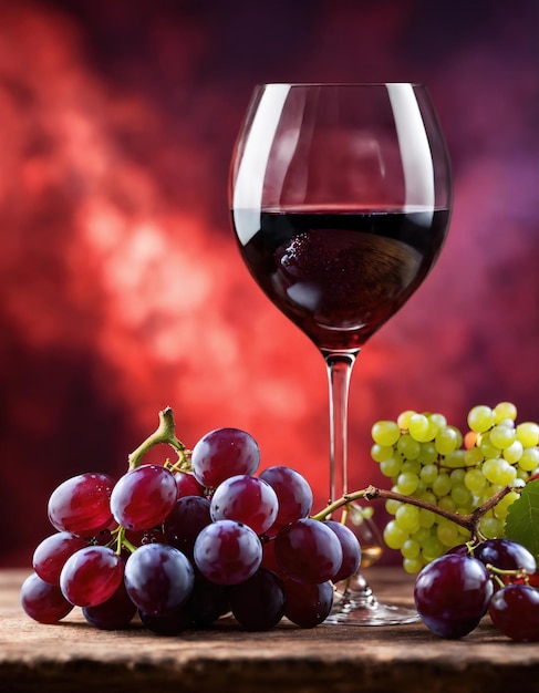 Wino czerwone z winogronami na ciemnym tle Select focus ai generative
