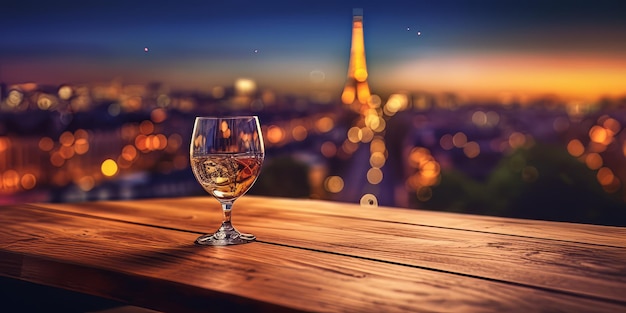 Wino i wieża Eiffla w Paryżu