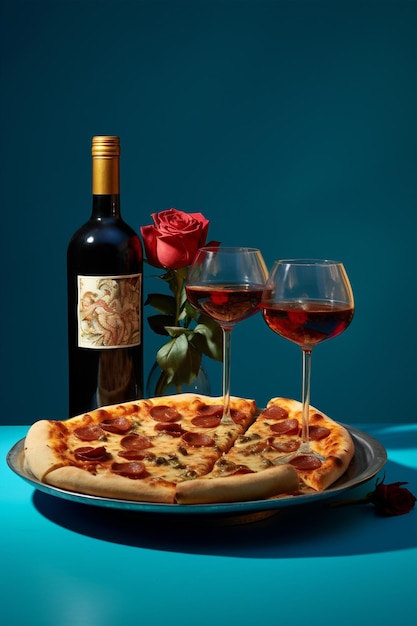 Wino zbliżenie posiłek szklany napój butelka mięso ser miłość jedzenie obiad alkohol pizza