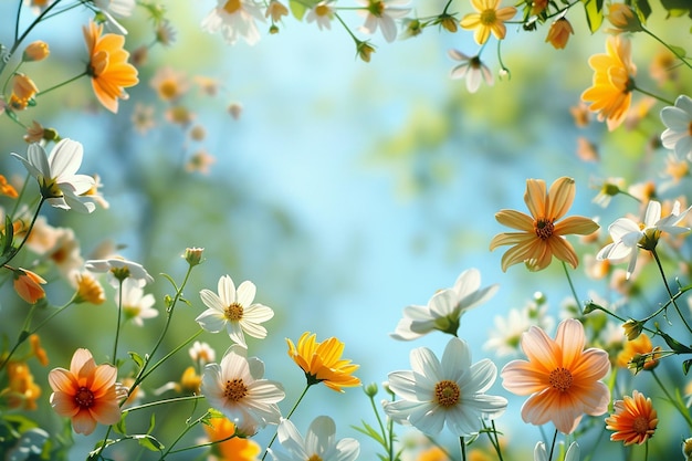 Wiosenne tło kwiatowe stworzone za pomocą generatywnej sztucznej inteligencji