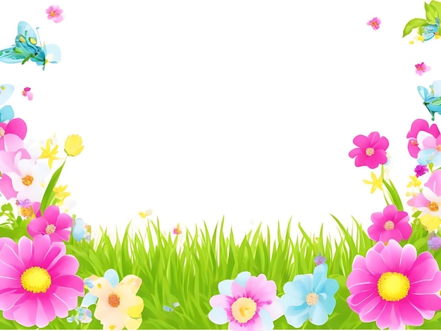 Wiosenne tło z kwiatami i motylami Projekt ilustracji wektorowych