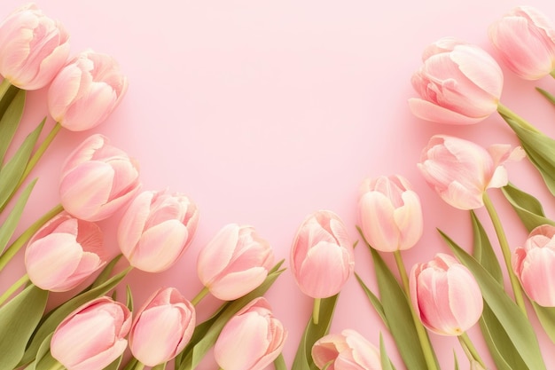 Wiosenny sztandar różowych tulipanów