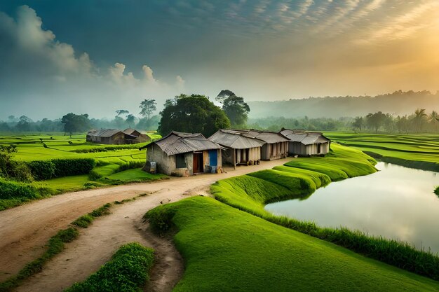 wioska na polach ryżowych