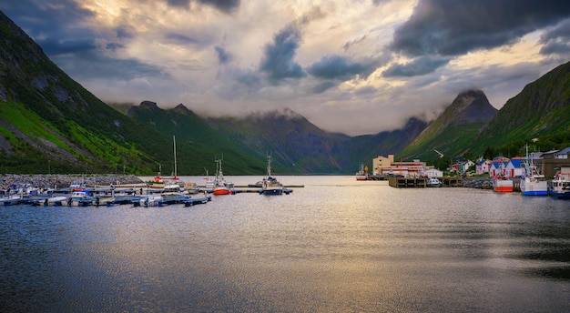 Wioska rybacka gryllefjord na wyspie senja w norwegii