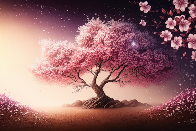 Wiosna Beauliful Cherry Blossom Tło Ilustracja AI Generatywne