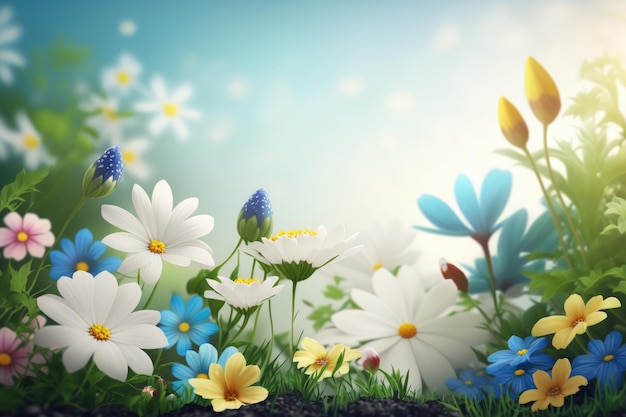 Wiosna Kwiat Naturalne Tło Ilustracja AI Generatywne