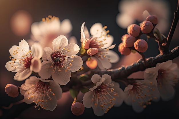 Wiosna Piękny Kwiat Wiśni Tło Ilustracji Generatywne AI