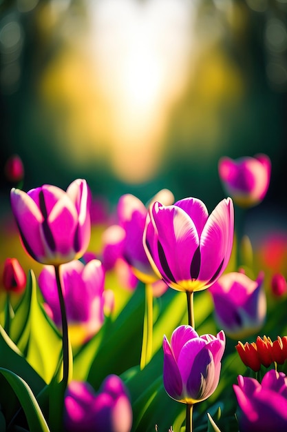 Wiosną tła z tulipanów