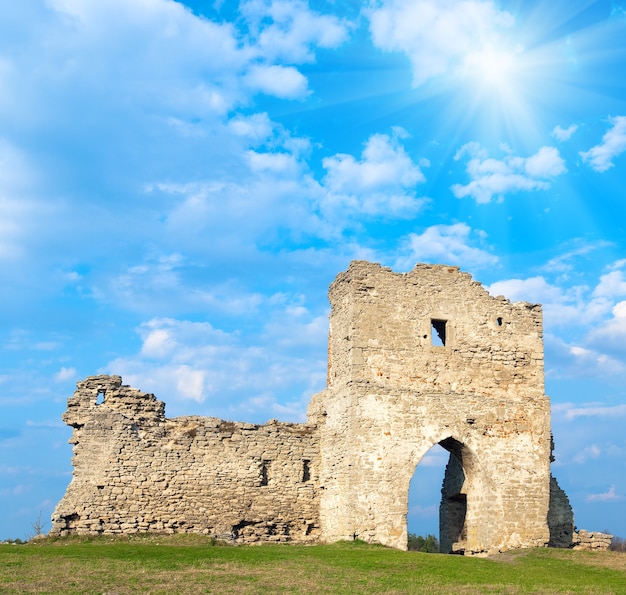 Wiosna Widok Starożytnych Ruin Zamku (miasto Krzemieniec, Tarnopol, Ukraina). Zbudowany W Xii Wieku.