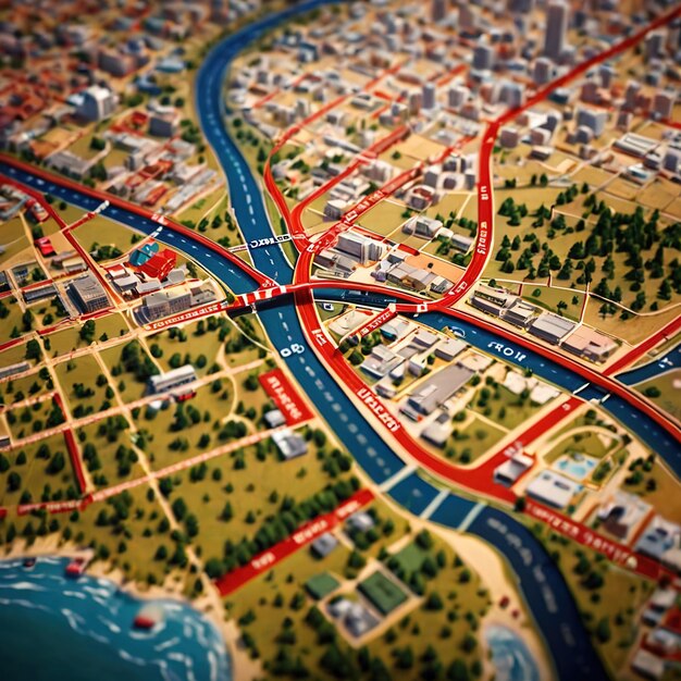 Zdjęcie wirtualna reprezentacja mapy geograficznej topografii lądowej