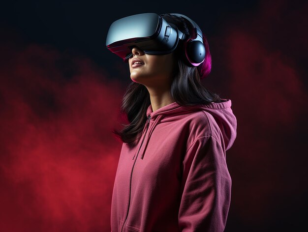 Wirtualna rzeczywistość Poznaj człowieka zanurzonego w środowisku Neon Orange VR