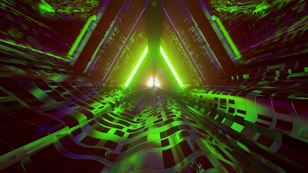 Wirtualny tunel z neonami ilustracja 4K UHD 3d