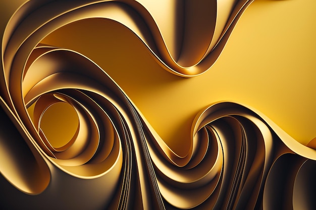 Wirujące spiralne linie złote wolumetryczne abstrakcyjne tło Generatywne AI